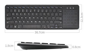 Clavier sans fil ultra-mince 2,4 GHz en ABS avec pavé tactile et pavé numérique pour ordinateur portable, Smart TV, HTPC, PC, tablette - Product Image 6
