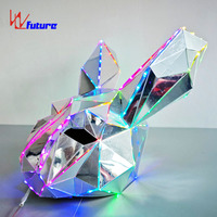 Spectacle sur scène Chapeaux Cosplay Chapeau Pleines Couleurs Miroir Lapin Masque Lapin Casque Masques Couvre-chef pour Discothèque