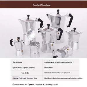 <span class=keywords><strong>Cafetera</strong></span> y <span class=keywords><strong>cafetera</strong></span> espresso minimalista de aleación de aluminio de 6 tazas para estufa, de grado alimenticio, color plata clásico - Product Image 3