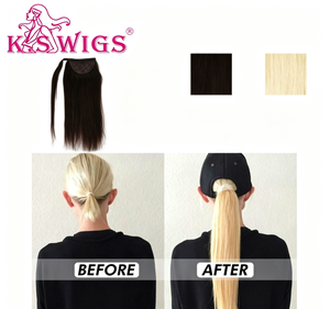Extensions de cheveux queue de cheval à enrouler, cheveux humains vierges Remy, 12 à 40 pouces, 80 à 100g par paquet, installation facile avec clip, peigne et bande magique - Product Image 6