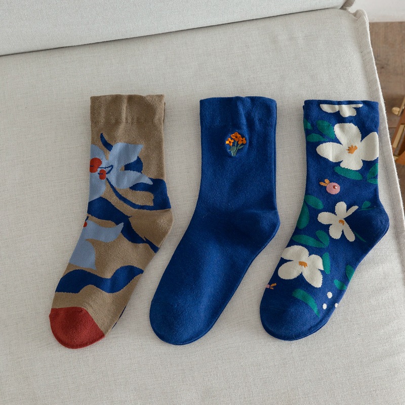 Broderie jacquard pastorale Chaussettes personnalisees en coton Designer Chaussettes