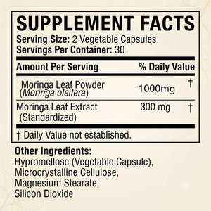 Cápsulas de Complejo de Hoja de Moringa Oleifera OEM ODM, 1300 mg, 60 Unidades, Marca Privada - Product Image 4