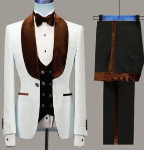 Traje de <span class=keywords><strong>Hombre</strong></span> Blanco Borgoña con Solapa de Terciopelo Verde, Traje de Etiqueta <span class=keywords><strong>para</strong></span> <span class=keywords><strong>Hombre</strong></span>, Esmoquin Ajustado <span class=keywords><strong>para</strong></span> Boda, Traje de Novio, <span class=keywords><strong>Blazer</strong></span> Masculino de 3 Piezas - Product Image 6