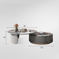 Table basse moderne italienne populaire avec plateau en marbre et cadre en bois pour salon, mobilier de maison, décoration familiale, design multifonctionnel
