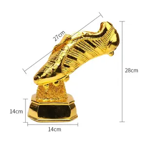 Piala Sepak Bola Emas Boot penghargaan mendukung ukiran Resin kerajinan tangan pemain Striker Piala dekorasi penghargaan yang sangat baik
