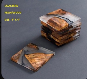 Live Edge Resin Wood <b>Coaster</b> Set Heat Resistant <b>Drink</b> <b>Coasters</b> for Coffee Tea Dining Table Home Office Kitchen Decor - Product Image 3