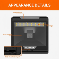 Escáner de código de barras USB Norgee NG7060 manos libres omnidireccional 1D 2D con ventana de escaneo grande Mega Scan Pro en stock para escritorio