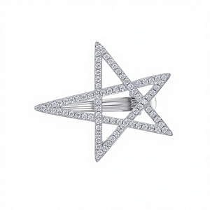 Pince à cheveux en argent sterling 925 en forme d'étoile, plaquée or, avec pendentif breloque en moissanite, design géométrique, tendance pour femme - Product Image 4