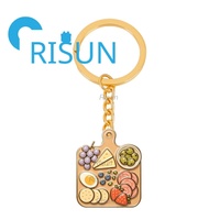 Porte-clés en émail personnalisé en gros, thème cuisine italienne, en métal, motifs mignons Ravioli, Lasagna, Pâtes, Nœud papillon, Fusilli, Spaghetti