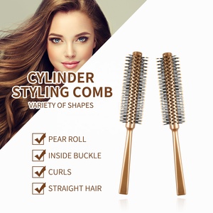 Mini <span class=keywords><strong>brosse</strong></span> démêlante à poils naturels avec manche en céramique pour cheveux raides et bouclés, peigne roulant pour cheveux fins, <span class=keywords><strong>barbe</strong></span> et séchage à la bougie pour hommes - Product Image 1