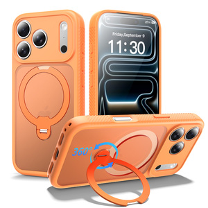 Étui support anneau pour <span class=keywords><strong>iPhone</strong></span> 17 Pro Coque de téléphone 360 °   Coque de téléphone antichoc fine et mate avec support rotatif pour <span class=keywords><strong>iPhone</strong></span> 17 Pro Max - Product Image 4