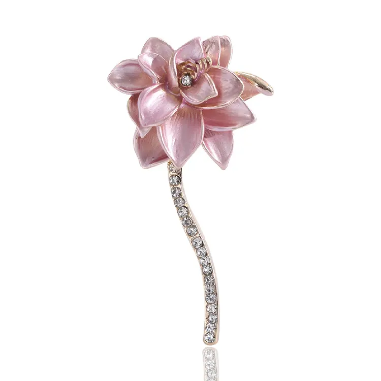 도매 세관 패션 에나멜 라인 석 꽃 다이아몬드 디자이너 브로치 핀 여성용