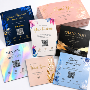 Cartes d'emballage personnalisées avec code QR imprimé, cartes <span class=keywords><strong>de</strong></span> remerciement et d'avis à insérer pour les boutiques et les petites entreprises, promotionnelles - Product Image 1
