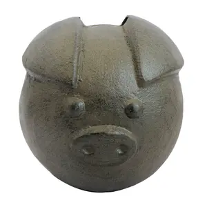 Factory hot - selling cast iron pighead piggy bank coin drop jar home vintage decorative crafts money box for kids souvenir gift