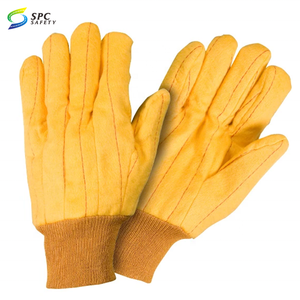 Guante de trabajo de seguridad de lona de algodón de tela verde para granja de jardinería agrícola de almacén de industria reutilizable duradera resistente - Product Image 3