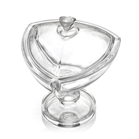 Tazón de Cristal Transparente con Tapa, Modelo 1075CJbx Celtic Med, con Base, Forma Triangular Curva, para Ensaladas