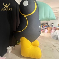 Ballon gonflable publicitaire en forme de grande bouche d'oiseau, mascotte gonflable de pingouin pour scène de fête, modèle d'animal marin