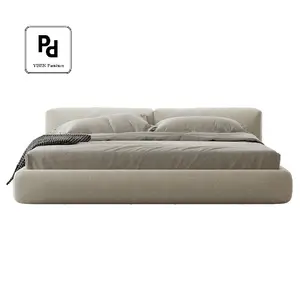 Mobiliário moderno de luxo estofado, cama king size cama dupla com pena preenchimento placa de cabeça