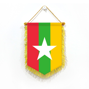 <span class=keywords><strong>Bandera</strong></span> de Myanmar <span class=keywords><strong>estrella</strong></span> <span class=keywords><strong>Luna</strong></span> amarillo verde rojo Banner 20*30cm barra Horizontal de tres colores con borla actividad decoración Boutique - Product Image 2