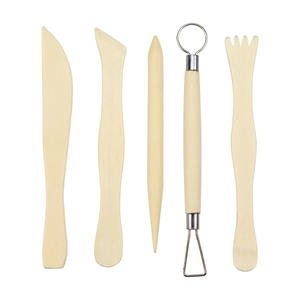 Lot de 5 outils multifonctionnels en bois pour la sculpture et le modelage de la poterie et de la céramique, idéal pour les besoins d'approvisionnement artistique en gros - Product Image 1