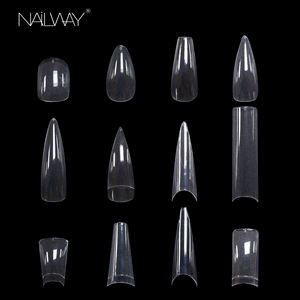 500PCS Half Cover Soft Gel Wide French Design Clear Well Duck Feet Nail Tips 10 taglie a forma <span class=keywords><strong>di</strong></span> ventaglio Flare unghie finte - Product Image 5