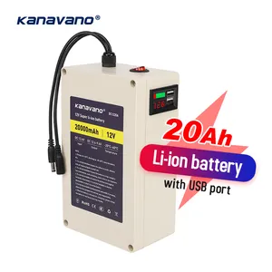 야외 캠핑용 Kanavano 12V 20Ah USB 배터리 충전식 12v dc 리튬 배터리 팩