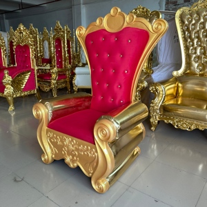 Chaise de trône royale en velours rouge de style européen avec cadre doré pour hôtel, mariage, hall d'<span class=keywords><strong>événement</strong></span>s, décoration de Noël - Product Image 3