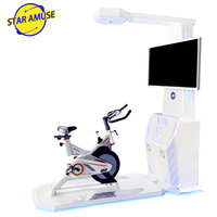 Bicicleta estática de interior negra dinámica con simulación de realidad virtual para entretenimiento deportivo, alivio del estrés, experiencia de ciclismo, gimnasio, parque de aventuras y centro comercial