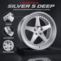 Nouvelles jantes de voiture en alliage d'aluminium forgé, 2 pièces, 5 branches, étoile, finition argent brossé, lèvre chromée, logo personnalisé, 18-22 pouces