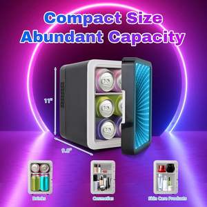 <span class=keywords><strong>Mini</strong></span>-réfrigérateur électrique 4L pour la maison et les camping-cars, double zone de température, réfrigérateur cosmétique avec miroir, prêt à offrir, 13 couleurs de lumière, US - Product Image 5