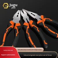 Ensemble de pinces en acier à haute teneur en carbone de qualité industrielle, haute dureté, trois pièces, pince à fil de 8 pouces, pince à vis de 6 pouces, pince à aiguille en plastique OEM