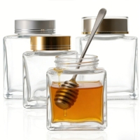 Bouteille en verre pour miel avec joint d'étanchéité épaissi et récipient transparent de qualité alimentaire en borosilicate pour emballage individuel