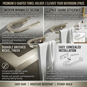 <span class=keywords><strong>Portasciugamani</strong></span> in Ottone Spazzolato Oro, Salvaspazio, Resistente, Antiruggine, Montaggio a Parete <span class=keywords><strong>per</strong></span> Bagno e <span class=keywords><strong>Lavabo</strong></span> - Product Image 4