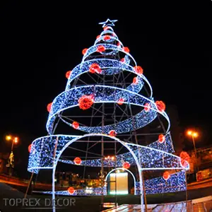 Noel günü ekran noel temalı ışıklar Led Spiral 30Ft ticari noel ağacı