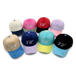 Casquette de baseball en velours personnalisée avec logo brodé bicolore vintage - Product Image 5