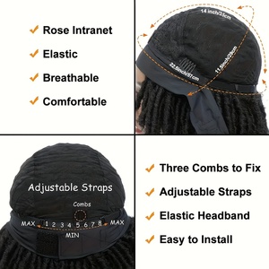 Synthétique Afro Twist Bandeau Dreadlock <span class=keywords><strong>Perruques</strong></span> Fluffy Doux Faux Locs Cheveux Perruque 6 Pouces Afro Bouclés Bandeau <span class=keywords><strong>Dreadlocks</strong></span> Perruque - Product Image 6