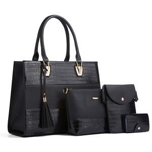 Özel çanta 2025 moda trendy PU deri çanta timsah desen kadın lüks çanta bayanlar <span class=keywords><strong>4</strong></span> adet el çantası ve çanta seti - Product Image 4