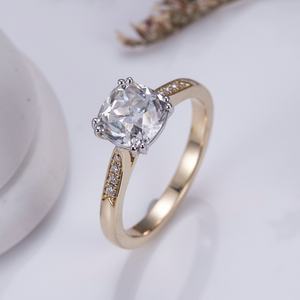 Anillo de Diamante de Laboratorio Messi Jewelry MSR-1149, 9K PT950, Corte Cojín, Anillo de Compromiso, Banda de Boda Clásica, Anillo de Regalo - Product Image 1