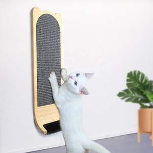 Wall Mounted Cat Scratcher with Self Groomer Massager Wooden Sisal Cat Scratcher Cat Scratching Post