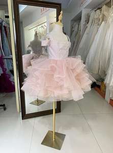 Robe jupe princesse pour filles à fleurs et invités de mariage juniors enfants spectacle de soirée Empire taille genou longueur maille tissu - Product Image 2