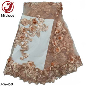 Dernière broderie de fleurs de mariée nigériane 3D Applique Tulle <span class=keywords><strong>Net</strong></span> tissu de dentelle africaine pour robe de mariée - Product Image 2