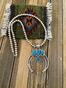 Collar Naja de Plata de Ley NAVAJO con Cuentas de Turquesa KINGMAN, Estilo Collar de Cuentas, Joyería Elegante, Regalo para Ella - Product Image 3