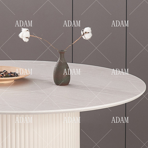 Mdf bảng Top Vòng màu be Veneer bảng phòng ăn đồ nội thất màu trắng bàn ăn - Product Image 4