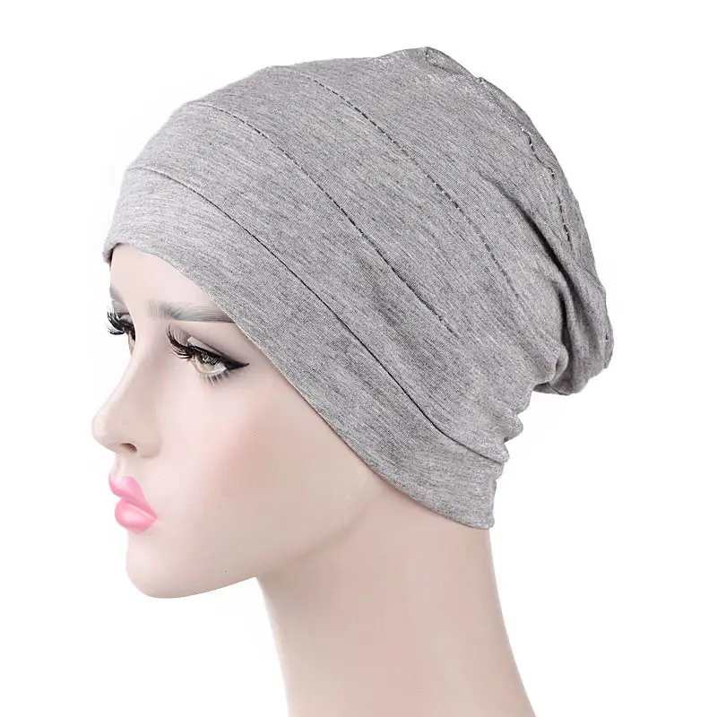 Toptan müslüman Underscarf peçe Modal başörtüsü ŞAPKA kadınlar için yumuşak kemo kap bere türban şapka Headwraps kanser saç dökülmesi