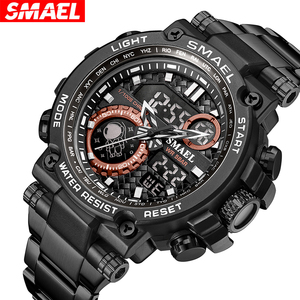 <span class=keywords><strong>Reloj</strong></span> de Pulsera <span class=keywords><strong>SMAEL</strong></span> 8095 con Correa de Acero Inoxidable, <span class=keywords><strong>Reloj</strong></span> Electrónico de Cuarzo <span class=keywords><strong>Deportivo</strong></span> de Moda, Relojes con Alarma y Doble Hora para Hombre - Product Image 3