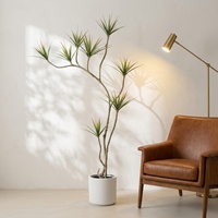 OH ARTS Arbre artificiel Dracaena Marginata de 1,80 m, toucher réel, en pot, faux arbre du dragon de Madagascar, pour les espaces commerciaux de style Mid-Century Modern