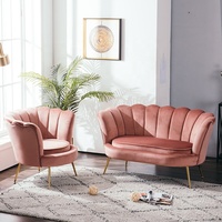 Offres Spéciales causeuse en velours rose rembourrée au design de luxe royal pour le salon