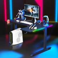 Beisijie meubles d'occasion de bureau à domicile PC de jeu en forme de L utilisé table de jeu de table d'angle droit de couleur noire avec rvb