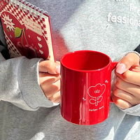 Vente en gros de tasses à café en céramique rouge, tasses à lait pour le petit-déjeuner, 350 ml, tasses en porcelaine, tasses à café en céramique pour cadeau, logo personnalisé, tasse à café