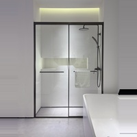 Pintu Kaca Shower FUSA untuk Kamar Mandi 1 Pintu Engsel 1 Panel Tetap Kaca Tempered 8mm Bukaan Luar Langsung dari Pabrik